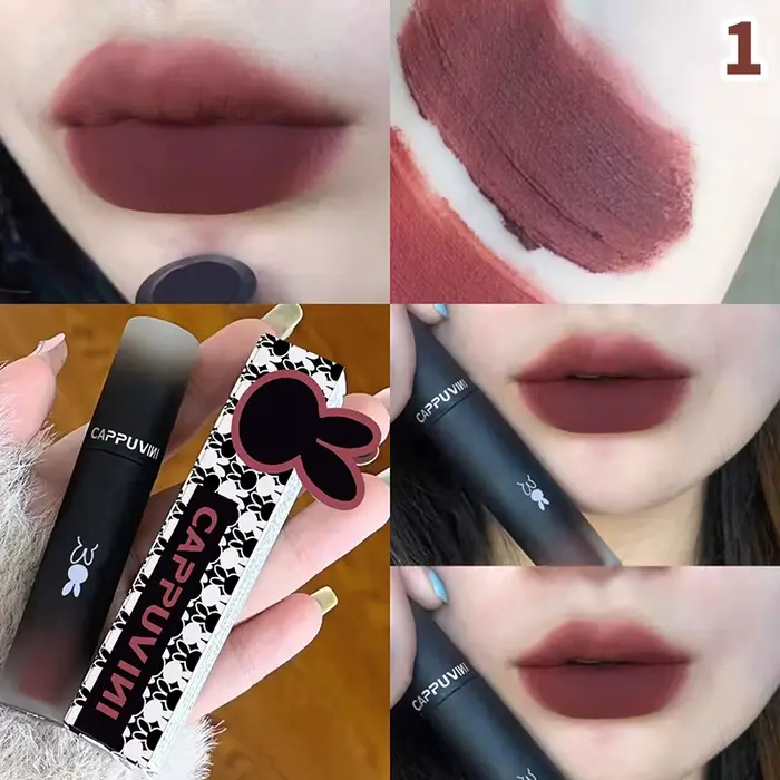 Rouge à lèvres rétro, ton rouge et marron, Mousse, mat, boue, velours, glaçage, tasse antiadhésive,
