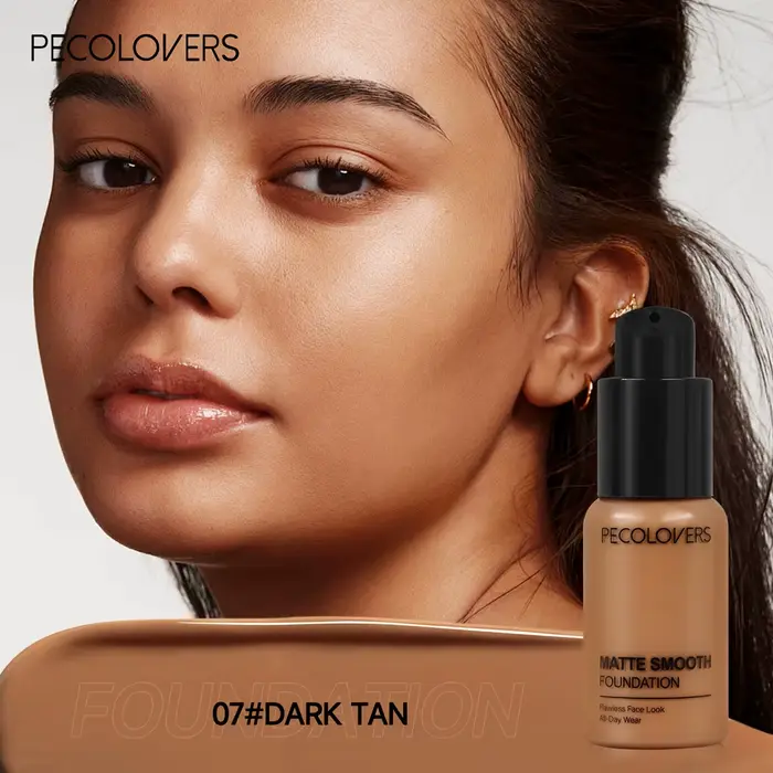 Fond de teint liquide mat et lisse – Effet naturel multicolore, couverture améliorée avec utilisatio