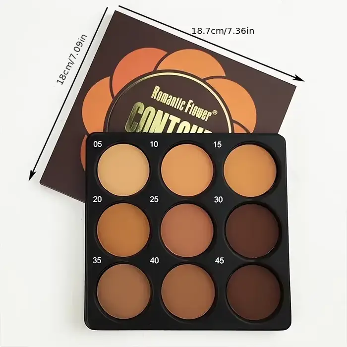 Palette de fond de teint bronze foncé 9 couleurs