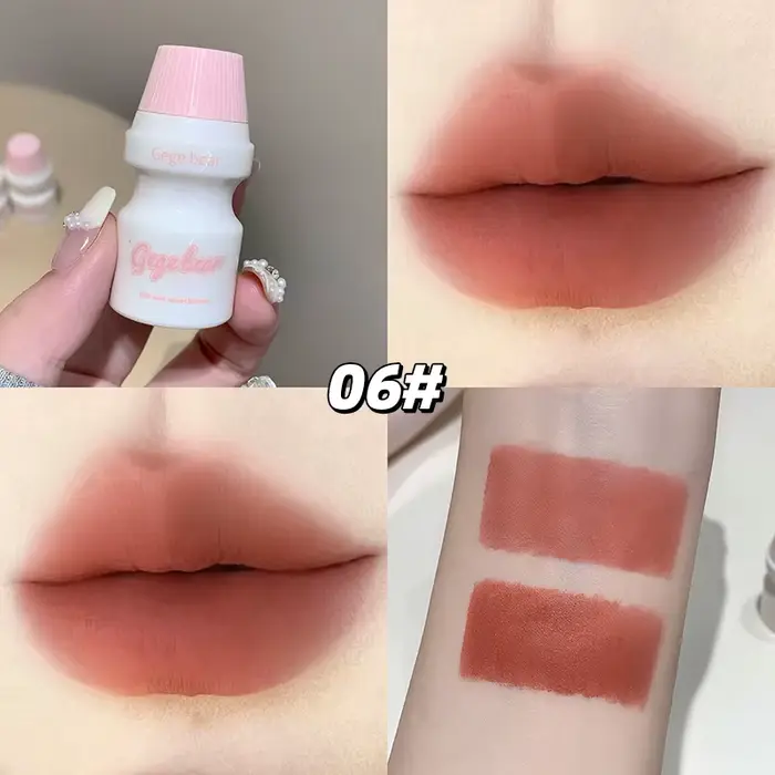 Gege Bear – brillant à lèvres en velours, Design de bouteille mignon, couleur mate longue durée pour