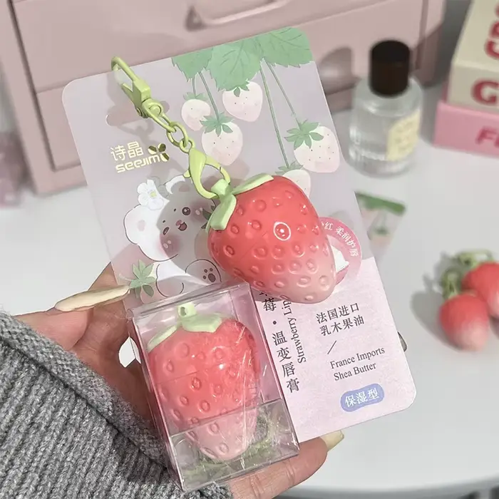 Baume à lèvres Shiji fraise à changement de température – Hydratation intense, protège et adoucit le