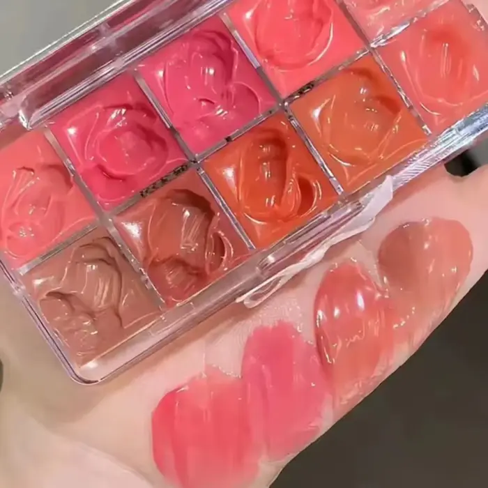 FLORTTE Palette Multifonctionnelle 10 Couleurs pour Lèvres Gloss et Rouge