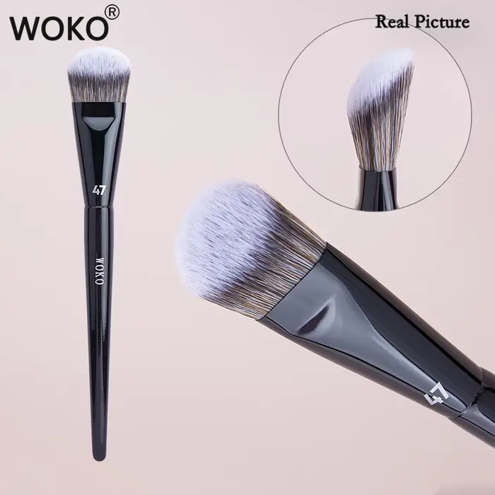 Pinceau de maquillage professionnel incliné, 47 pinceaux de fond de teint, ombre à barrage, liquide,