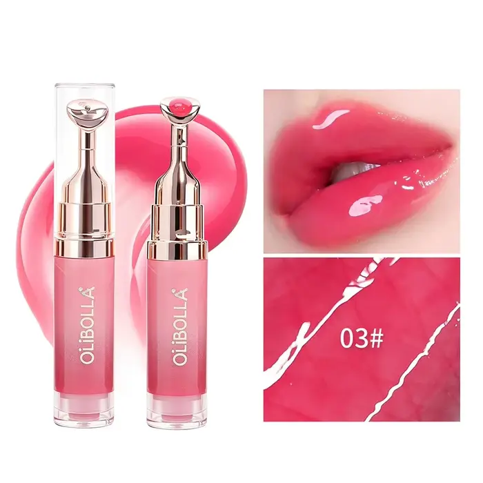 Gloss à lèvres repulpant réparateur, Huile à lèvres hydratante effet miroir avec applicateur massant