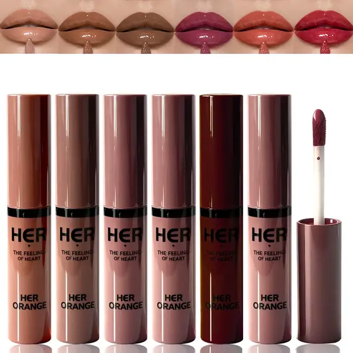 Herorange Gloss à lèvres brillant hydratant longue tenue effet verre – Cadeau de Noël