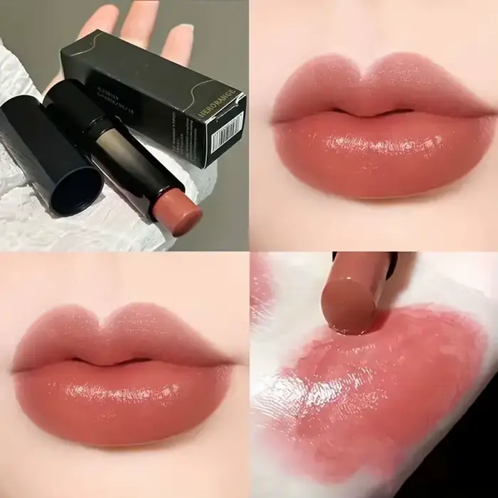 Rouge à lèvres miroir brillant – Ombre rouge marron, hydratant, imperméable, durable, unisexe, parfa