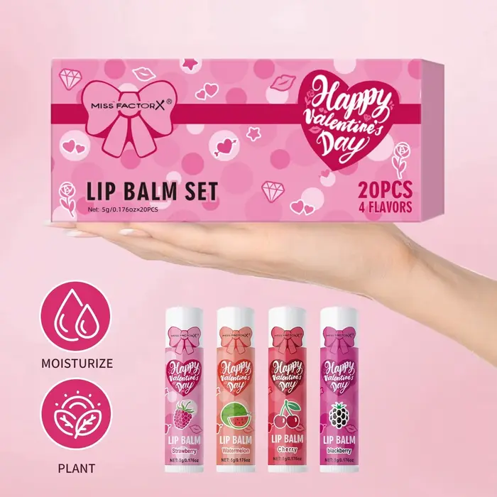 20 pièces/boîte coffret cadeau de luxe ensemble de baume à lèvres hydratant et brillant