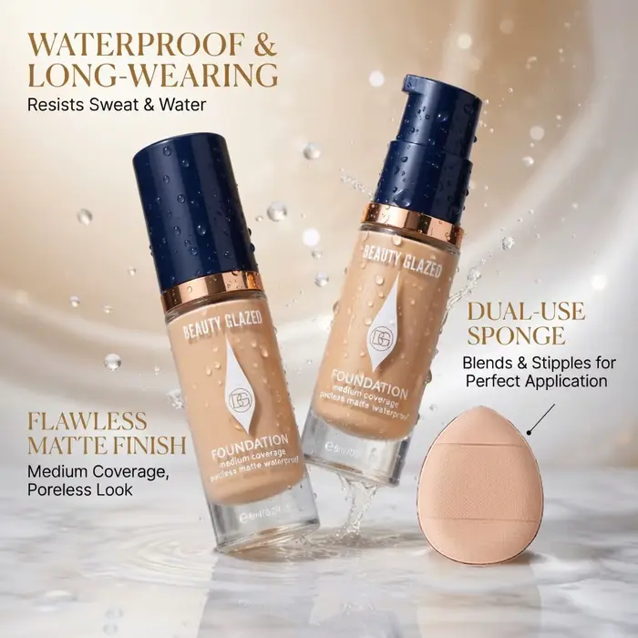 Ensemble de maquillage pour le visage : 2 fonds de teint mats + 1 éponge