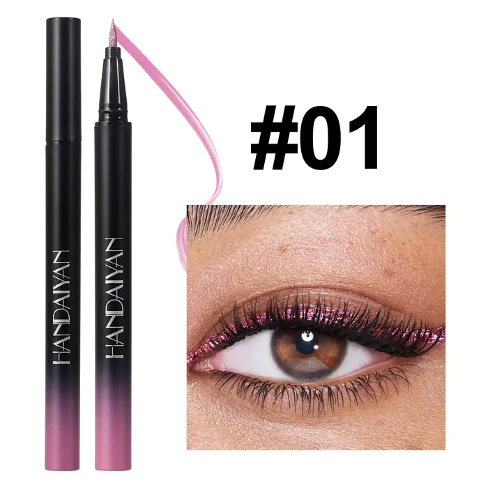 Stylo Eyeliner liquide métallique or violet, haute brillance, mise en évidence des yeux, étanche, sé