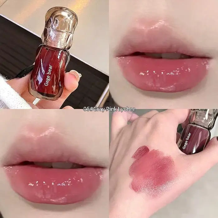 (HG)Gege bear 5ml teinte pour les lèvres brillant cristal formule hydratante automne/hiver, finition