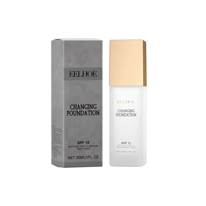 Fond de teint EELHOE changeant de couleur, SPF 15, imperméable, mat, haute couvrance, base de maquil