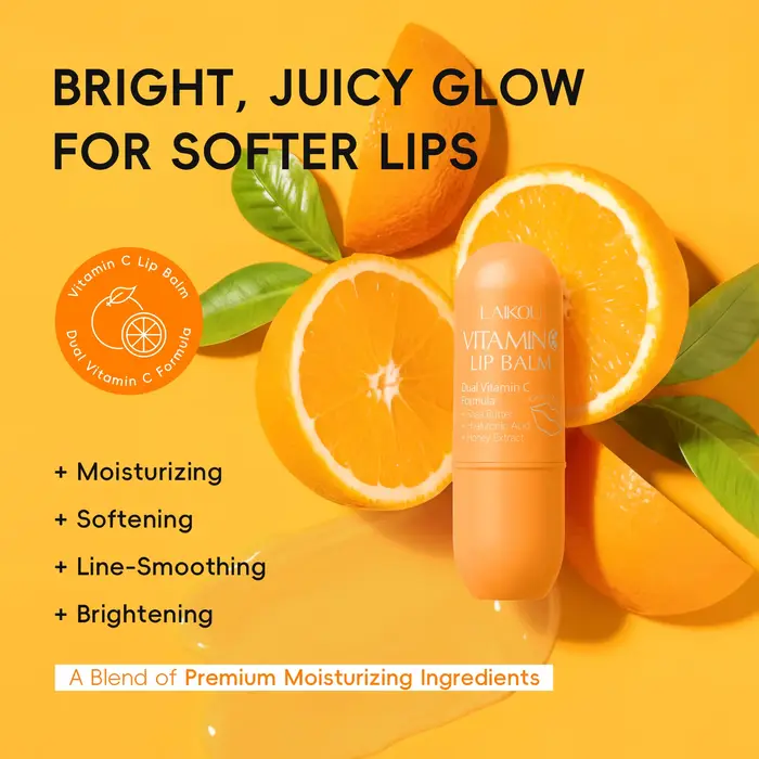 Baume à lèvres à la vitamine C LAIKOU 3,5 g, hydratant, lisse, doux pour les lèvres, soin nourrissan