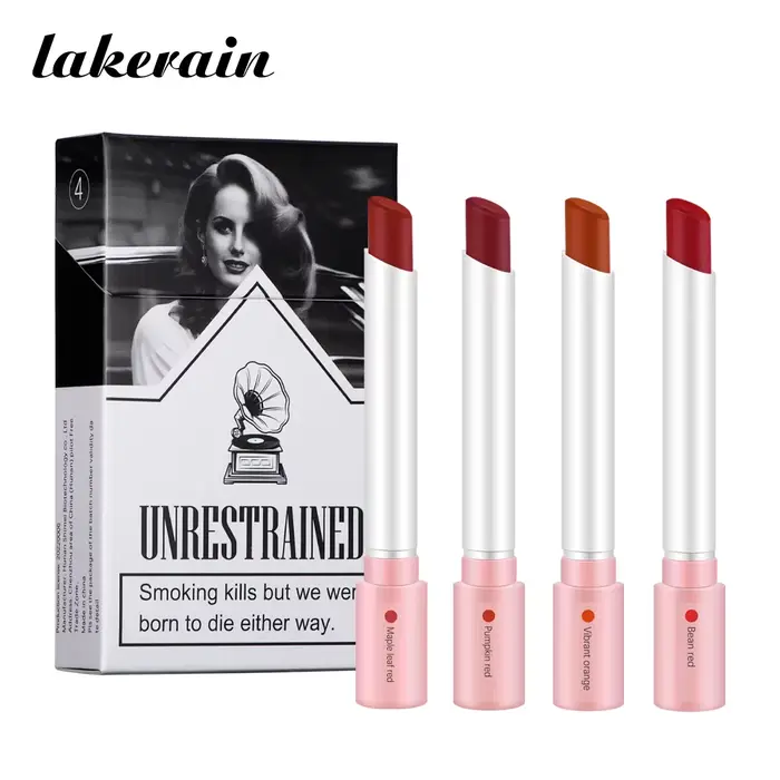 Lot de 4 rouges à lèvres cosmétiques, teinture à lèvres, brillant à lèvres, waterproof, mat, longue