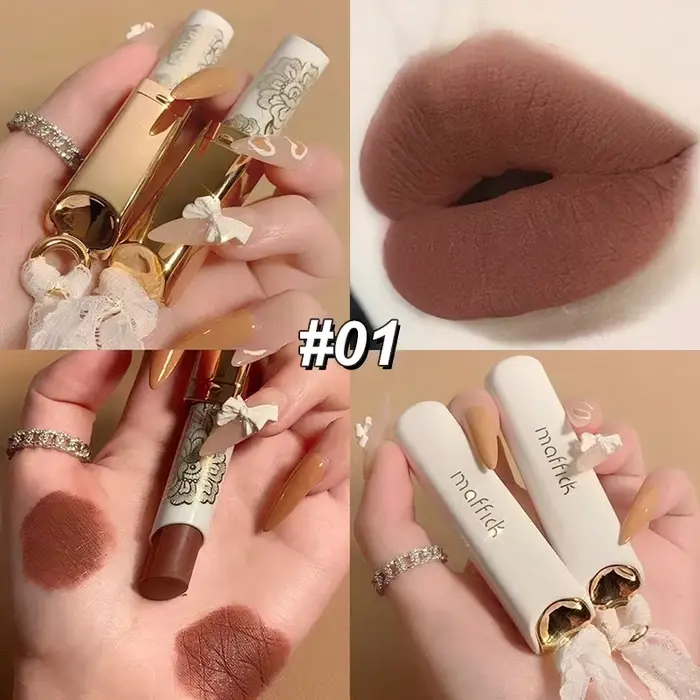 Rouge à lèvres en dentelle, 6 couleurs, imperméable, mat, rouge brique, tasse antiadhésive, baume à