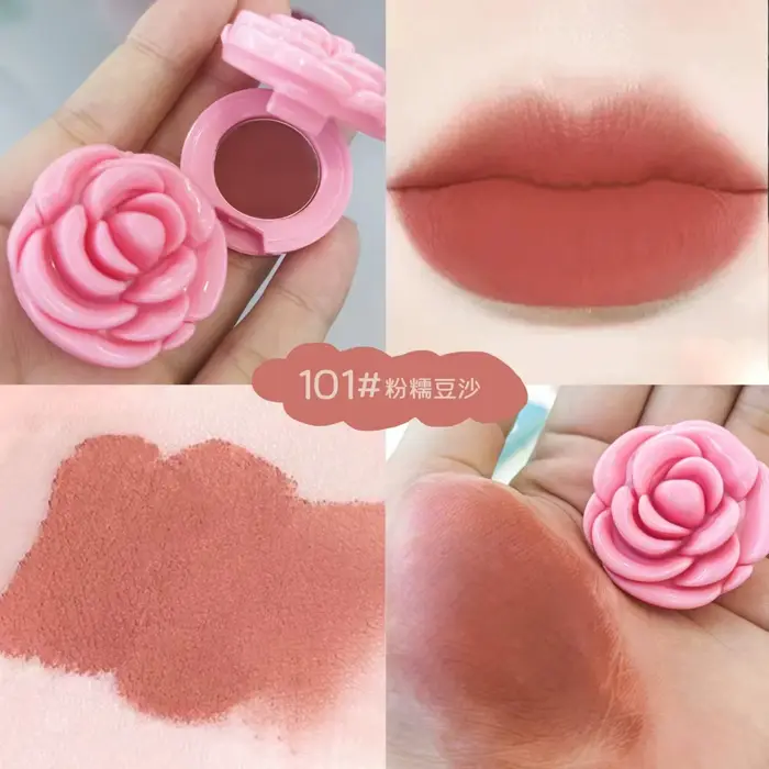 Rouge à lèvres mat créatif en forme de Rose, mousse velours, argile à lèvres, effet de maquillage ma