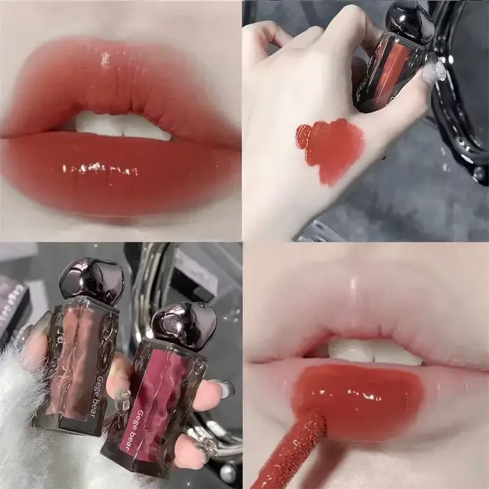 Rouges à Lèvres Transparents Brillants à l'Eau, Rouge, Miroir, Gelée, Liquide, Hydratant, Longue Dur