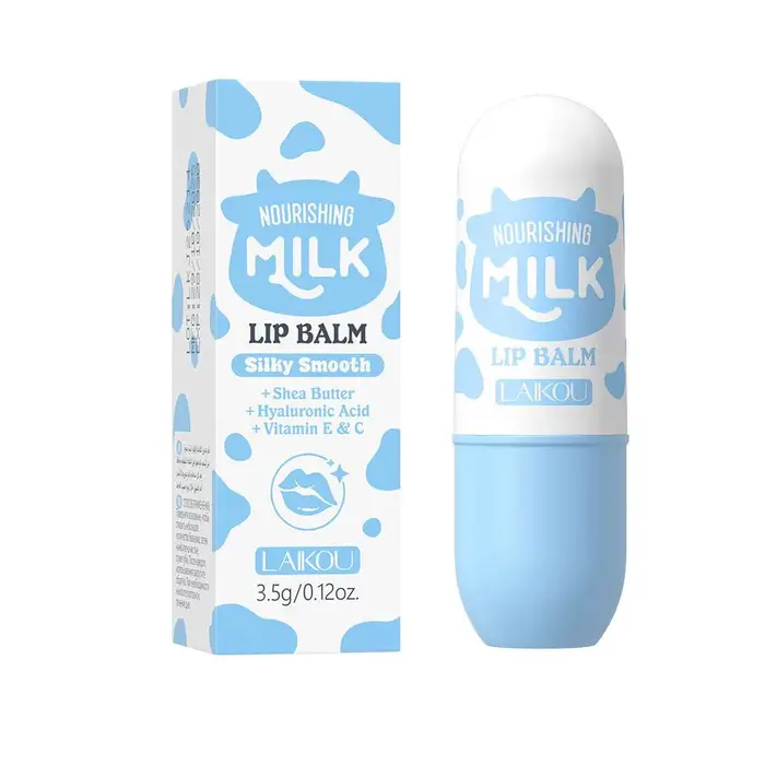 Baume à lèvres nourrissant au lait 3,5g, beurre de karité, huile de jojoba, hydratation longue durée