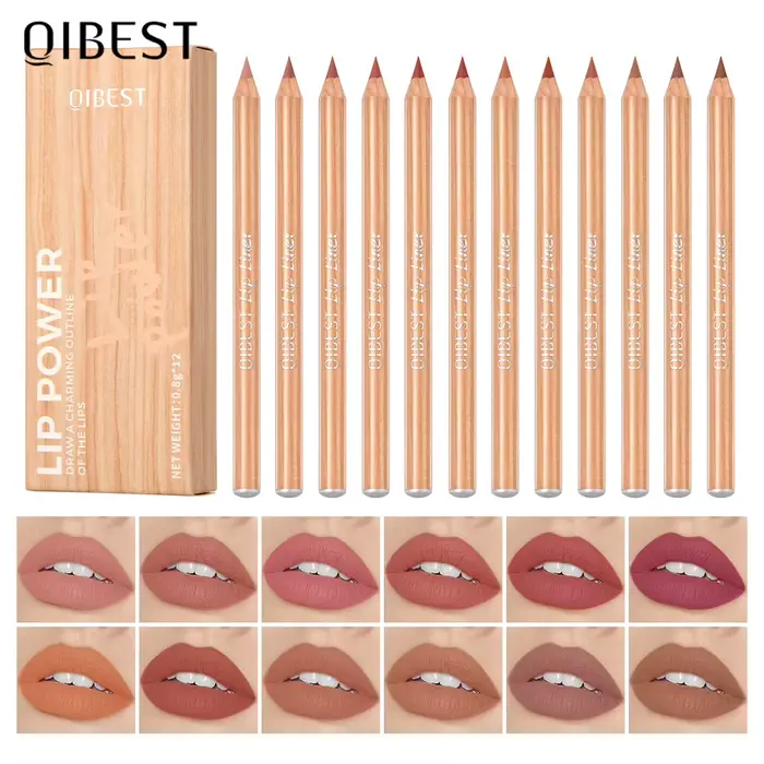 QIBEST Crayon à lèvres mat, anti-transfert, soyeux, longue tenue, pour contour et sculpture des lèvr